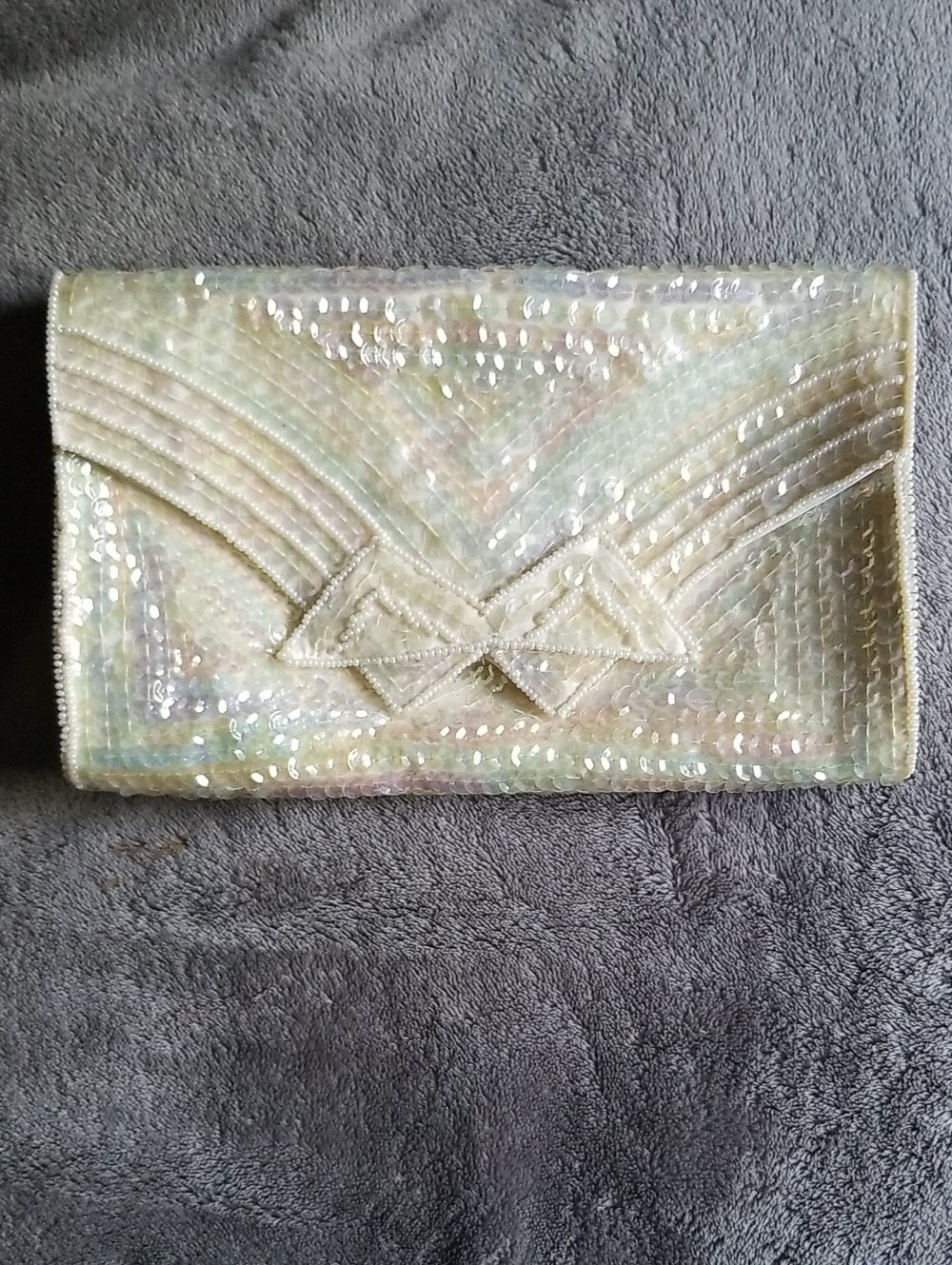 Vintage Iridescent Sequin Envelope Clutch